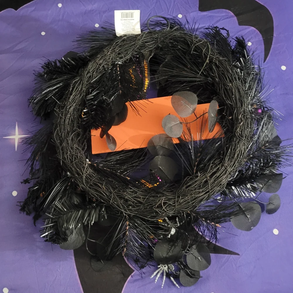 Halloween Wreath with Black and Orange Accents